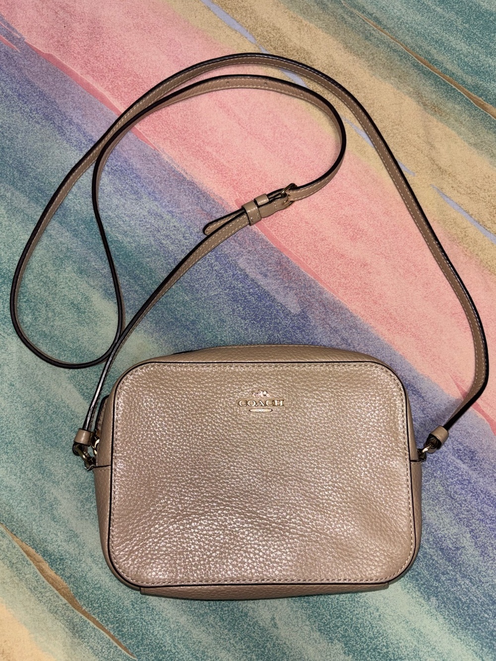 Coach Tan Pebbled Leather Crossbody Bag